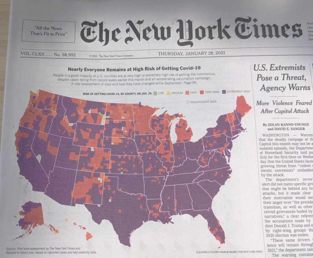 RTSL partnered with the New York Times on COVID-19 risk map