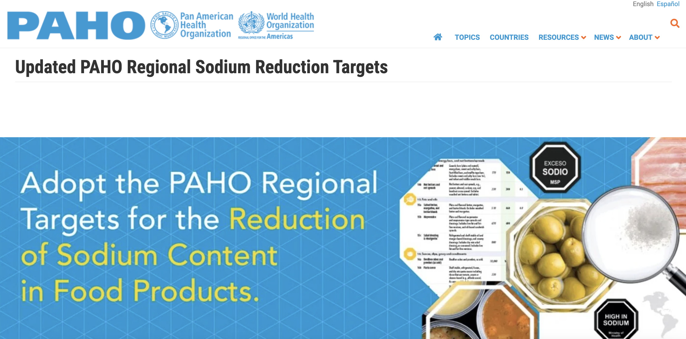 PAHO Updated Regional Sodium Targets