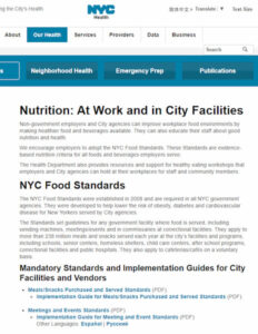 New York City Food Standards website