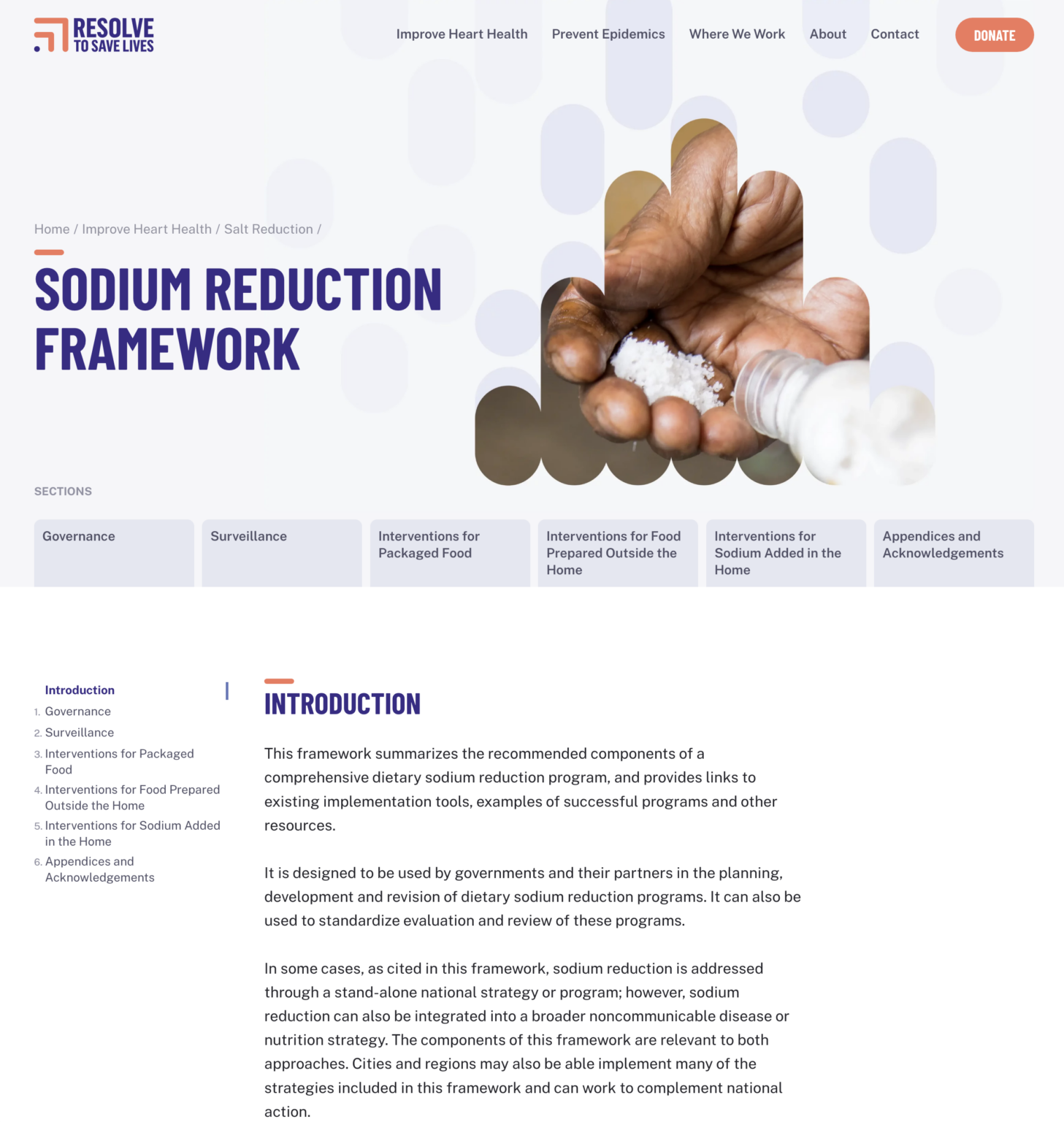 Sodium Reduction Framework Resolve To Save Lives