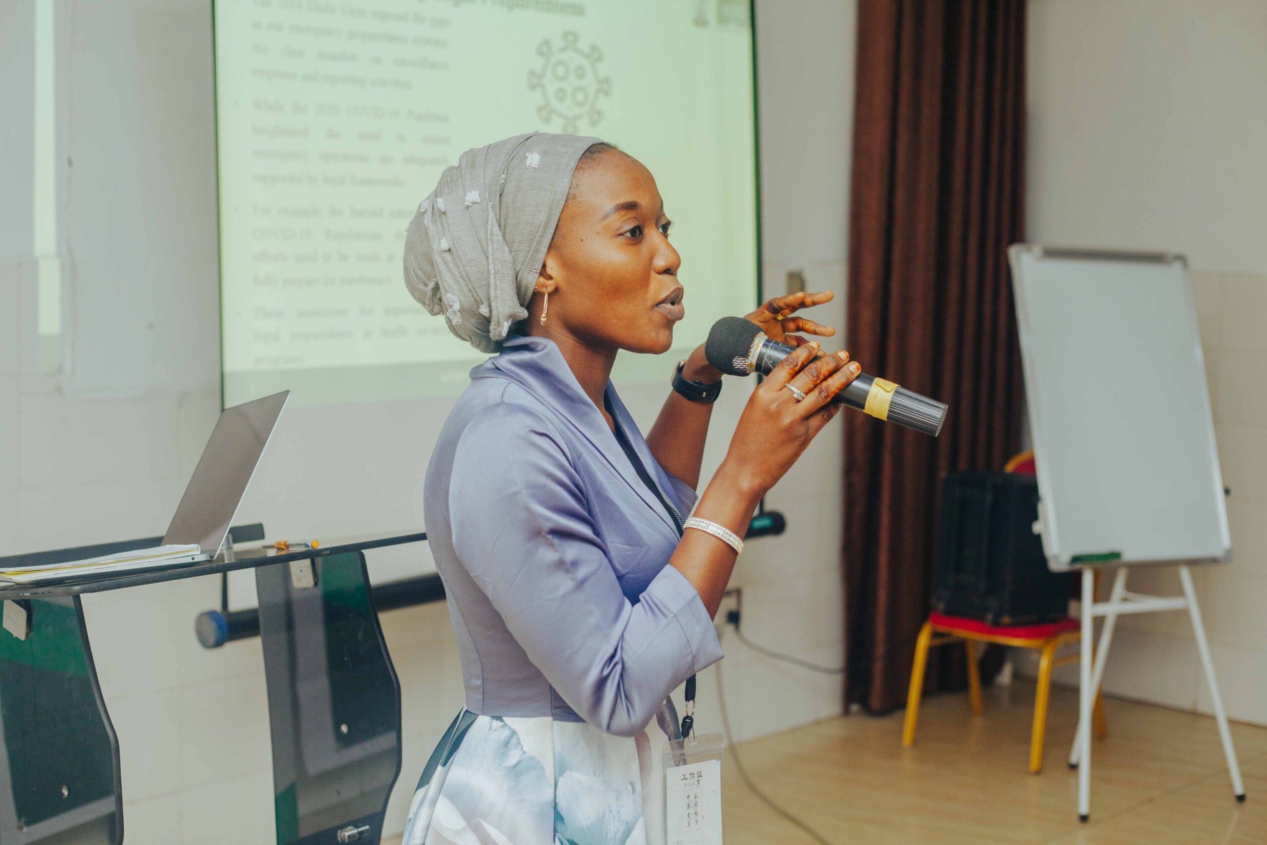 NCDC’s Legal Adviser, Safiya Musa, represented by Amira Abubakar, facilitates a session highlighting Nigeria's legal preparedness activities.