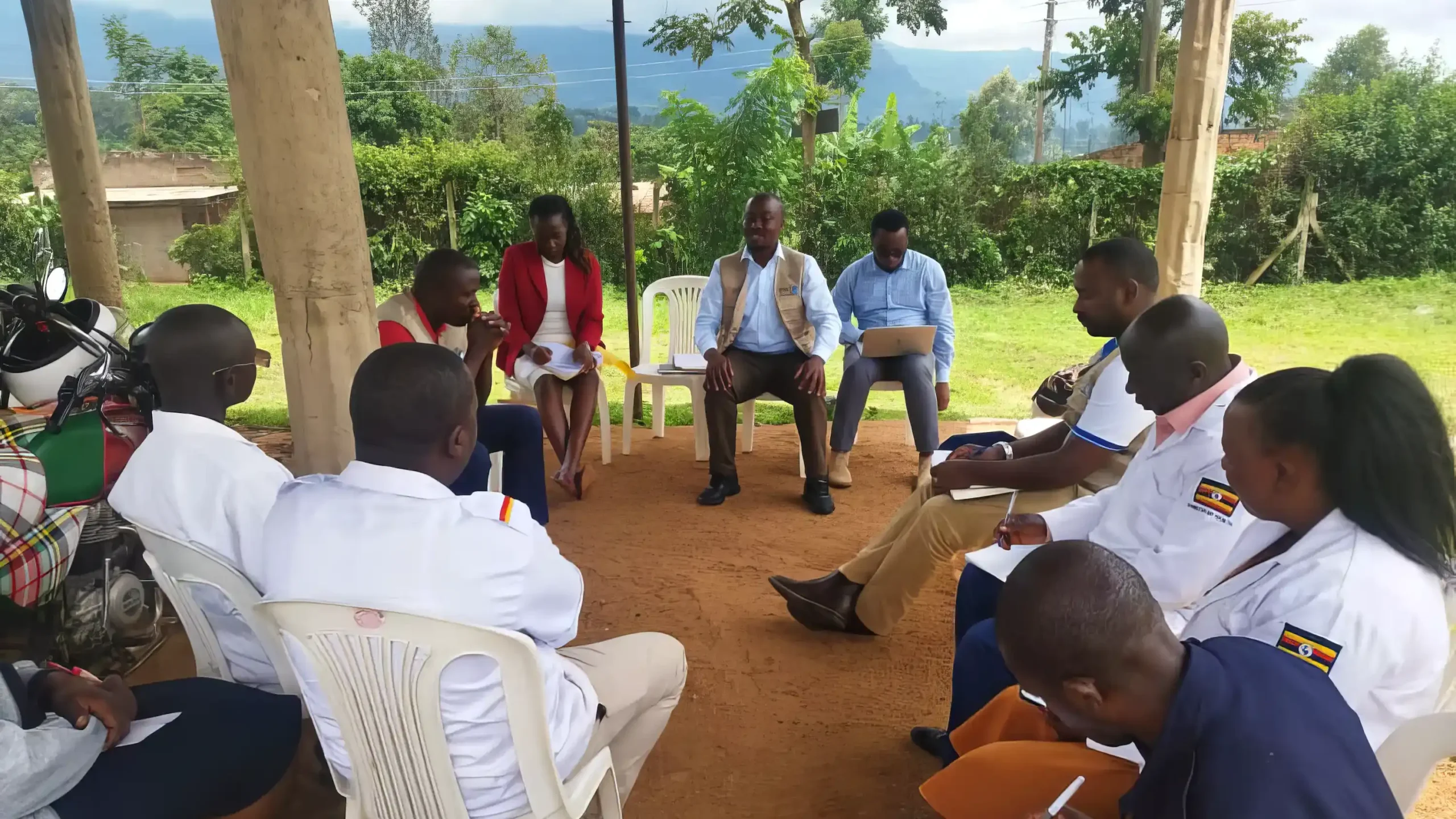 Health care workers attending an ERPHC continued medical education session in Uganda.