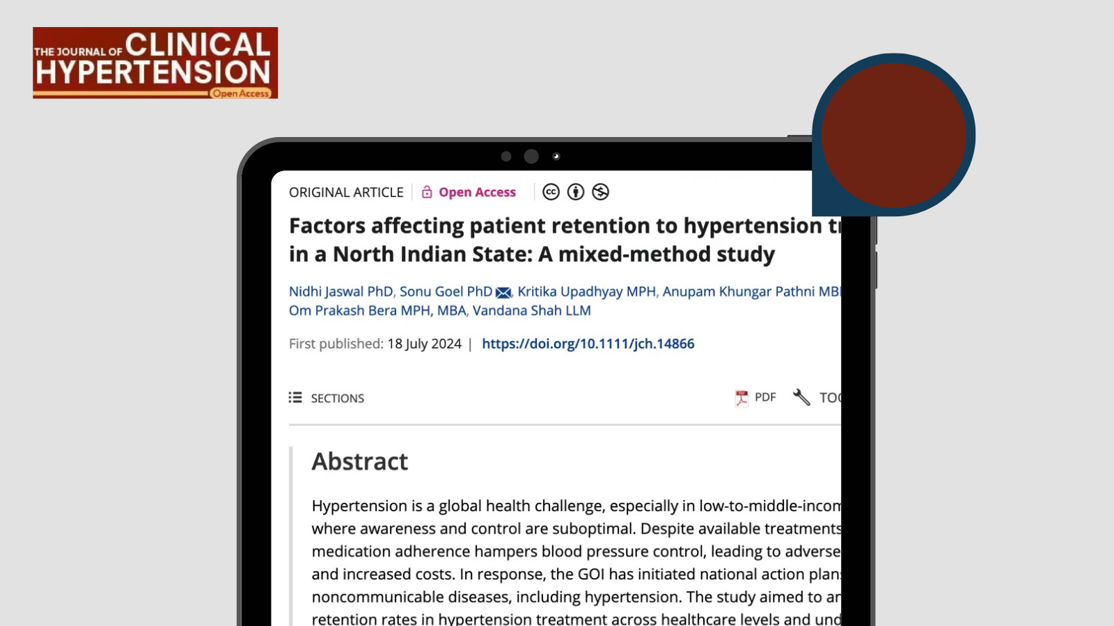 graphic with journal of clinical hypertension logo and screenshot of journal article