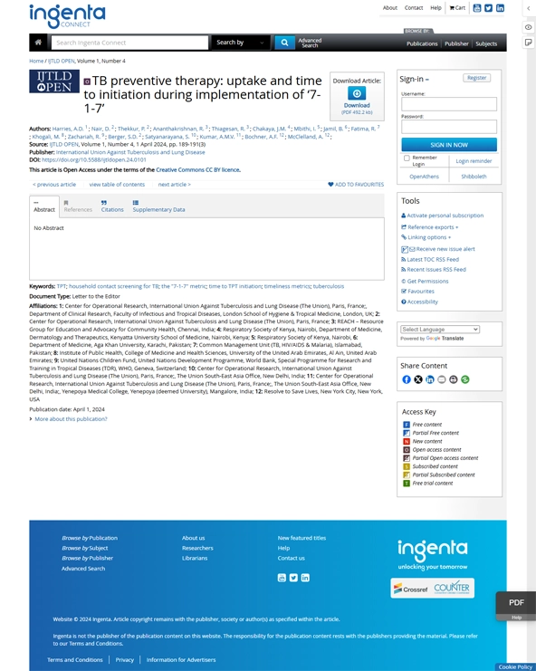 TB preventive therapy: uptake and time to initiation during implementation of ‘7-1-7’