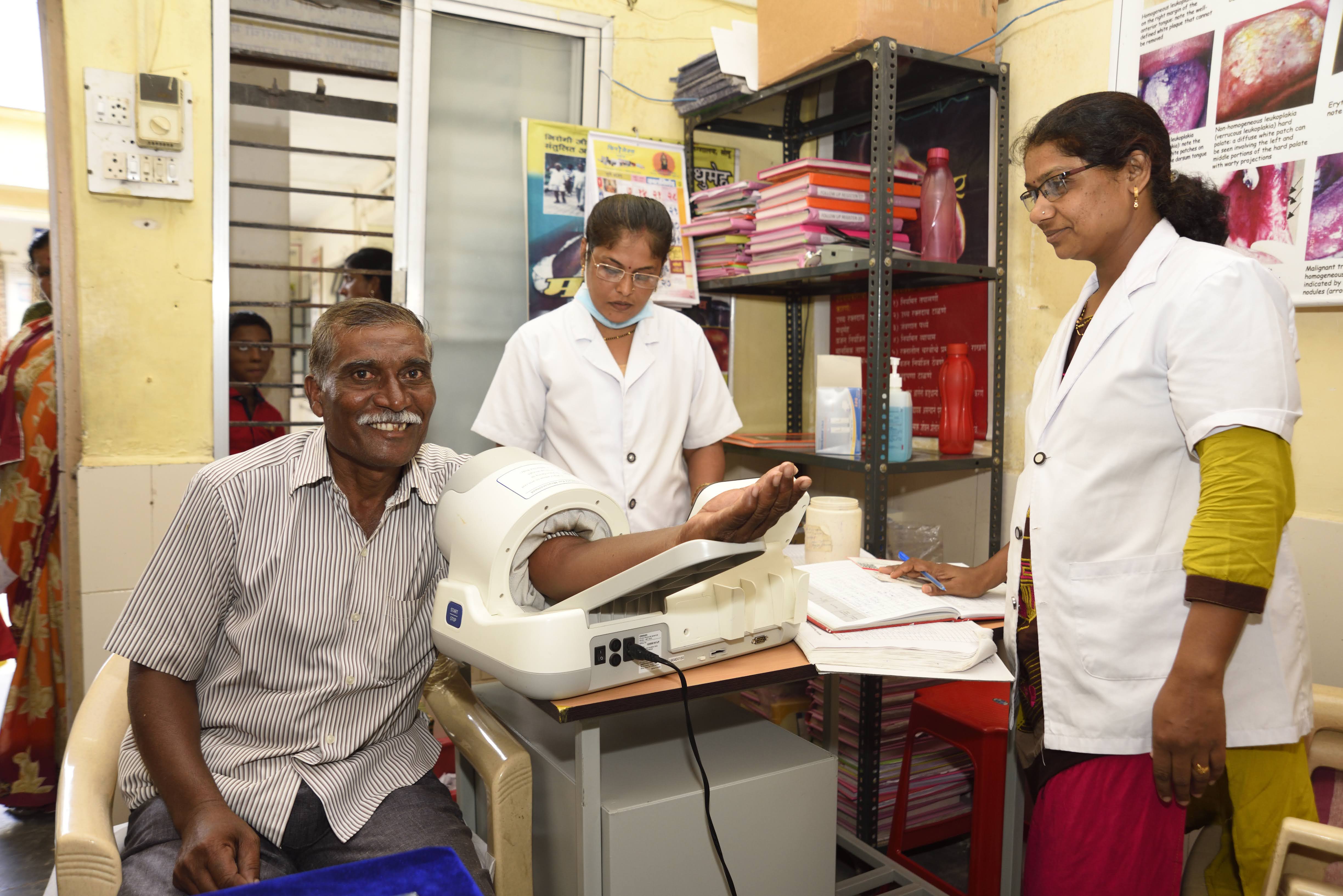 A man having his blood pressure measured