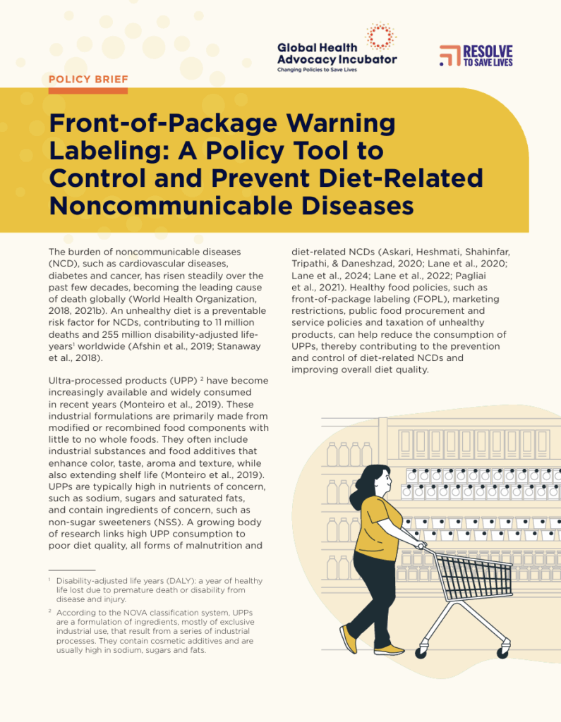 cover page for policy brief on front of package warning labels