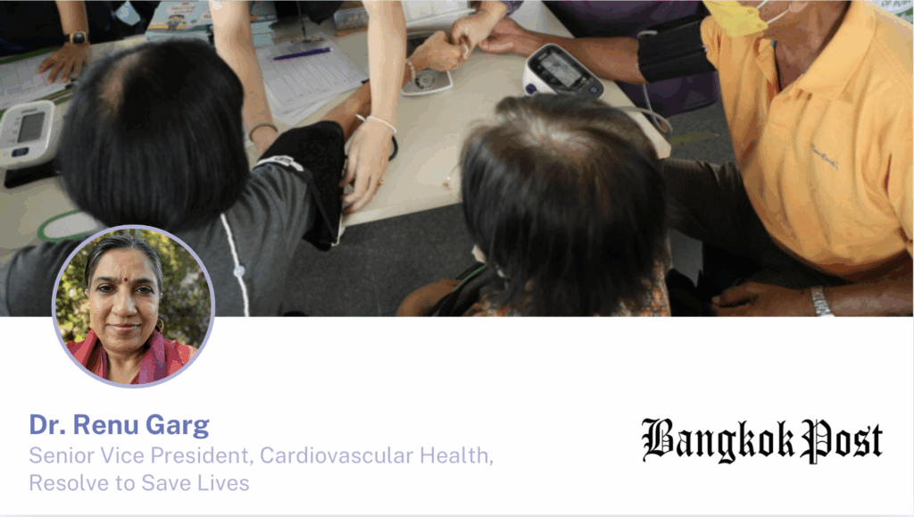 Cover image featuring headshot of Renu Garg for Op Ed in Bangkok Post: Hypertension hides in plain sight