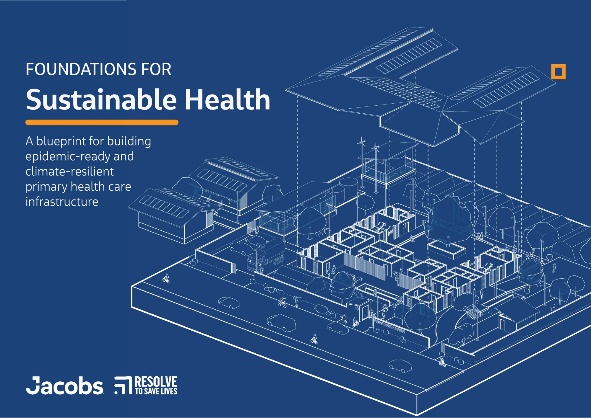 The cover of the Foundations report, showing a 3D blueprint of a hospital building