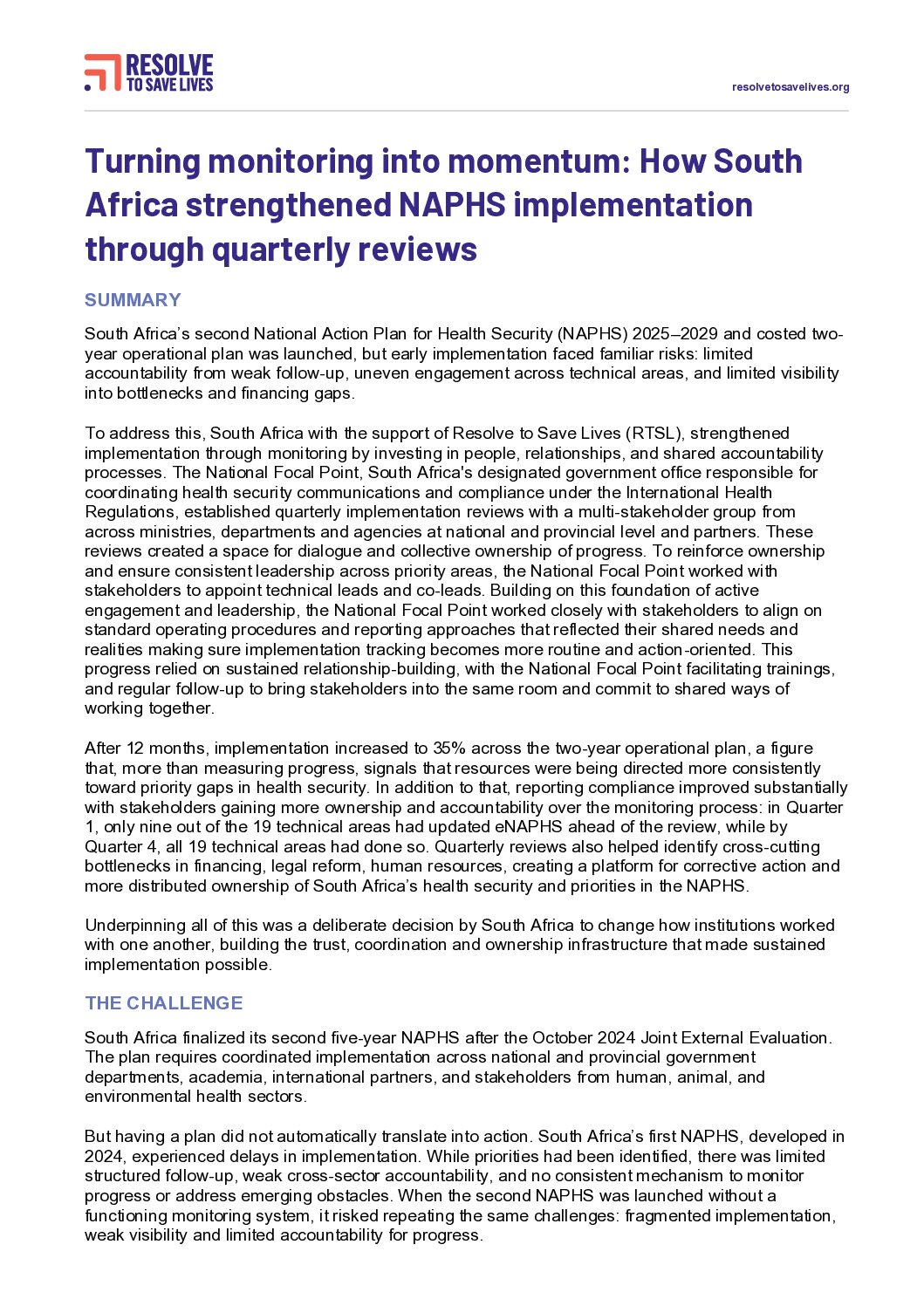 South Africa turns quarterly reviews into a NAPHS accountability tool
