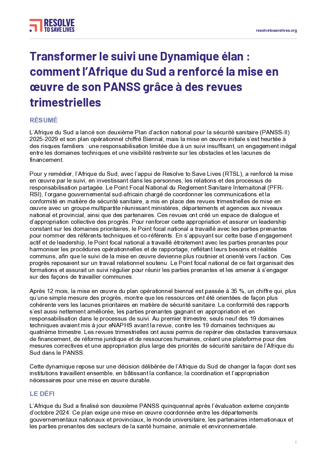 L’Afrique du Sud transforme les revues trimestrielles en un outil de redevabilité pour le PANSS