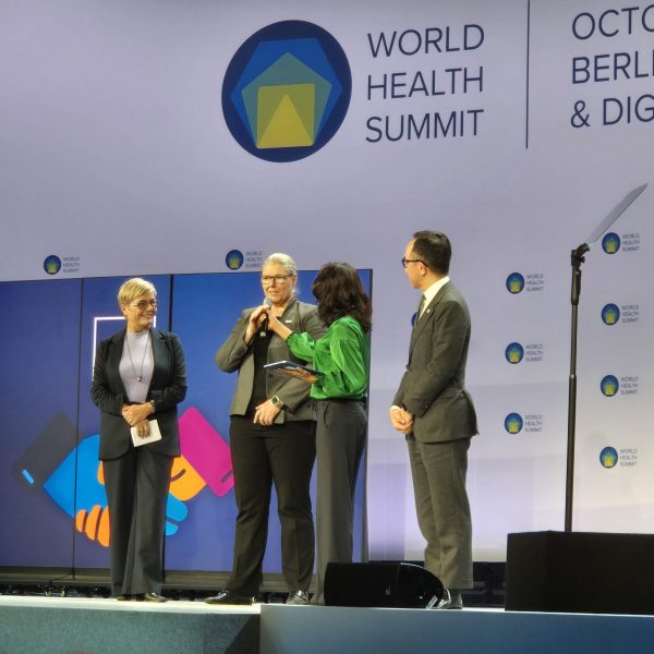 Prevent Epidemics Senior Vice President for Resolve to Save Lives Amanda McClelland announces $10 million dollar pledge to WHO during World Health Summit in Berlin on October 13, 2024