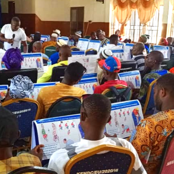 Participants at a training for traditional healers in Kenema, Sierra Leone, in April 2024.