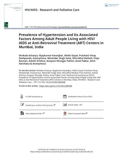 Hypertension in Adults with HIV in Mumbai