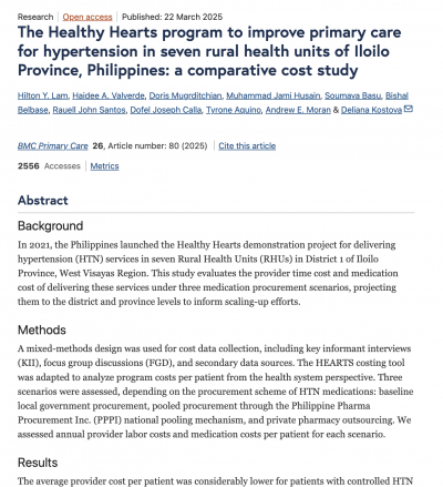 Healthy Hearts Program Philippines paper BMC Primary Care