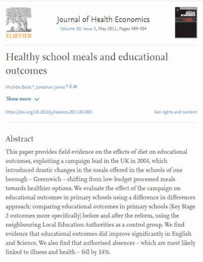 Healthy school meals and educational outcomes