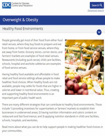 CDC Healthy Food Environments website