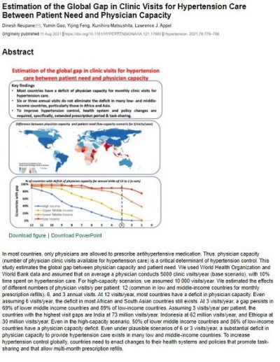 Journal Article: "Estimation of the Global Gap in Clinic Visits for Hypertension Care Between Patient Need and Physician Capacity"