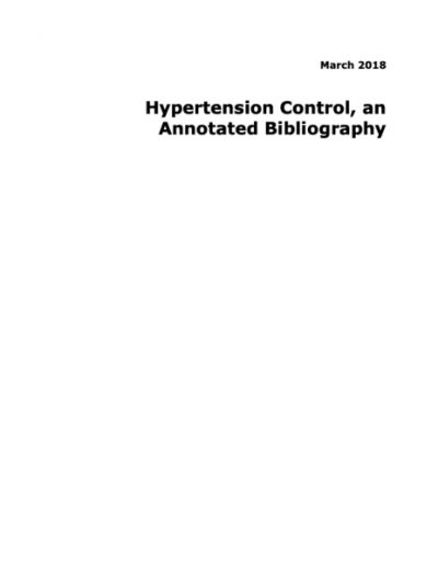 Annotated Bibliography: Hypertension Control
