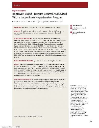 Case study: "Improved Blood Pressure Control Associated With a Large-Scale Hypertension Program"