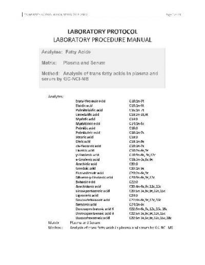 Protocol: Measuring Trans Fatty Acids in Human Serum or Plasma