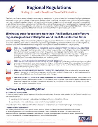 Fact sheet: Regional Trans Fat Regulations