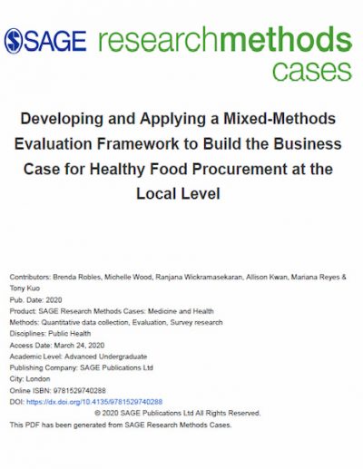 Developing and Applying a Mixed-Methods Evaluation Framework to Build the Business Case for Healthy Food Procurement at the Local Level