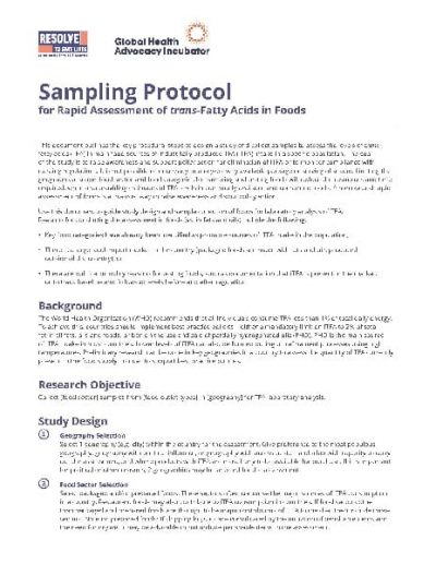 Protocol: Rapid Assessment of Trans Fat in Foods (English)