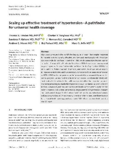 Journal article: "How scaling up hypertension control can be a pathfinder for universal health care"