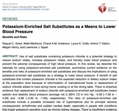 Potassium-enriched salt substitutes as a means to lower blood pressure: benefits and risks