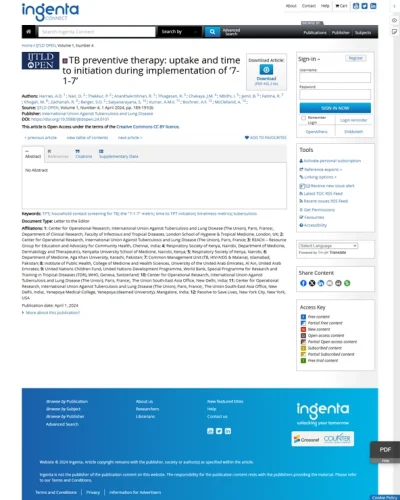 TB preventive therapy: uptake and time to initiation during implementation of ‘7-1-7’
