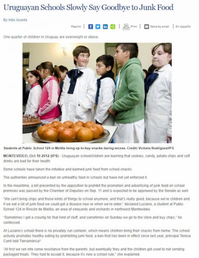 Uruguayan Schools Slowly Say Goodbye to Junk Food.