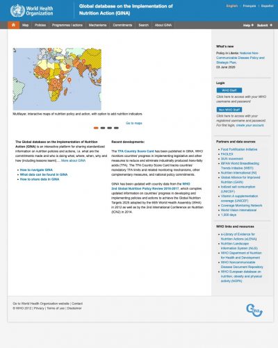 Global database on the Implementation of Nutrition Action (GINA)